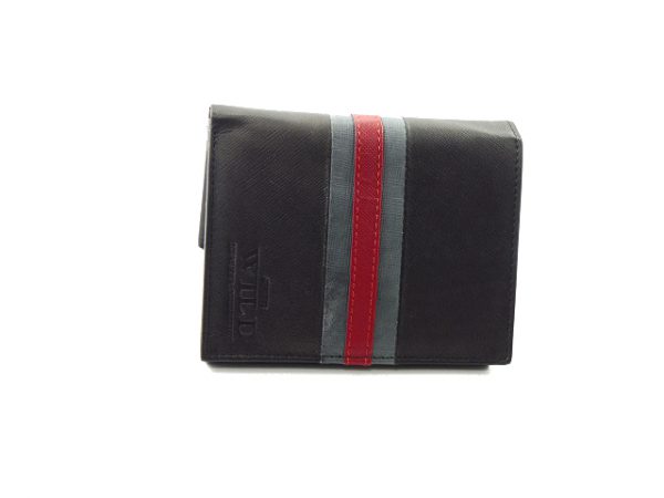Męski portfel z szaro/czerwonym paskiem