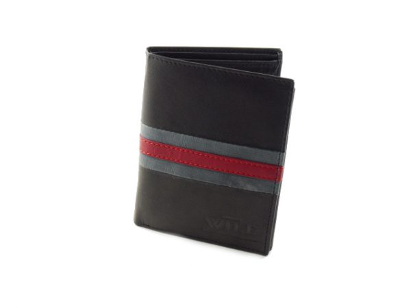 Męski portfel z szaro/czerwonym paskiem